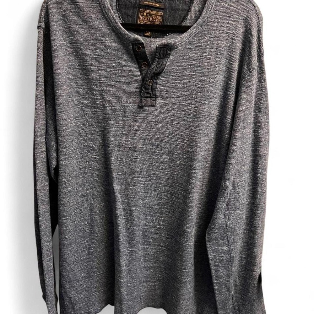 Lucky Brand Blue-gray Long Sleeve Henley Men's XXL Cotton